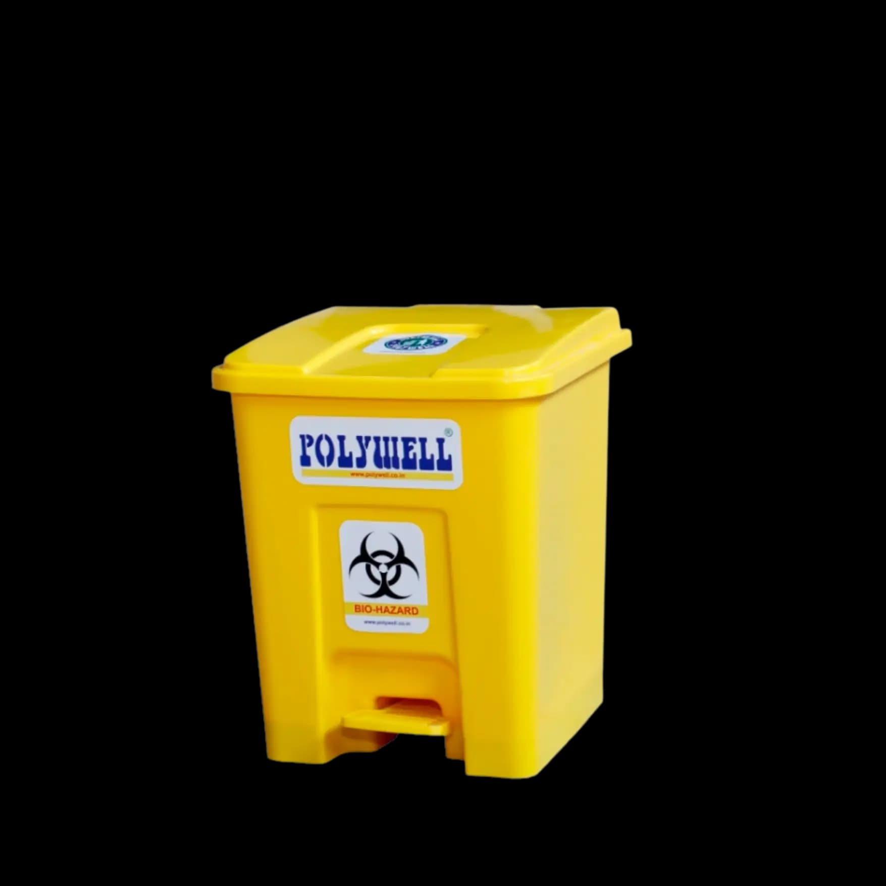 40L Plastic Pedal Dustbin Yellow Front View