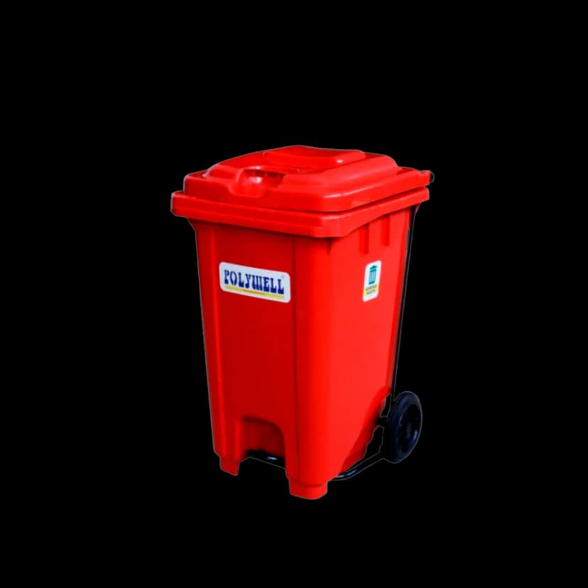 80L PP Central Wheeled Pedal Bio Bin Side View