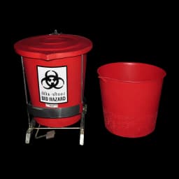 50L Red Plastic Dustbin Front View